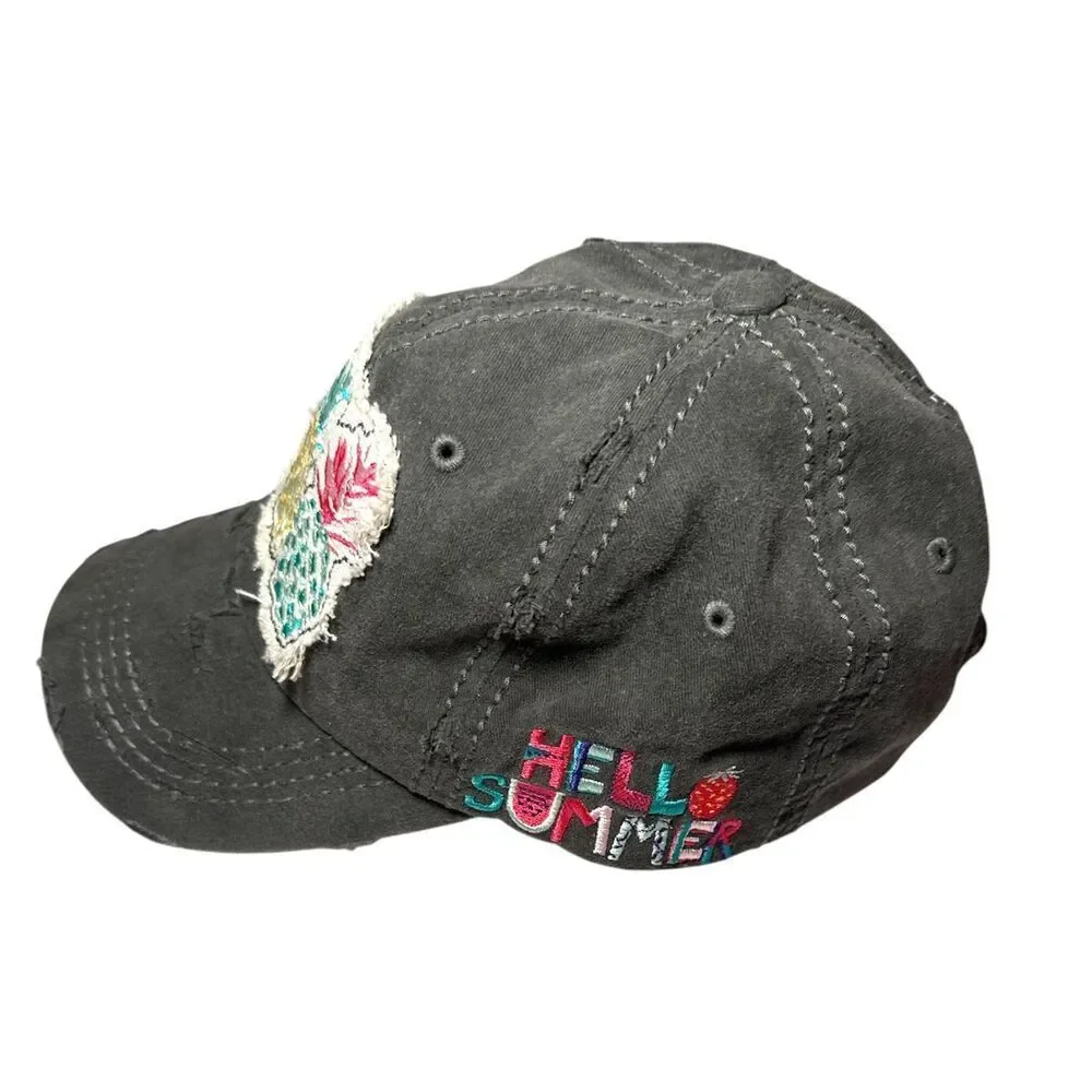4350 District Pineapple Gray Summer, Outdoor, Distressed Baseball Cap